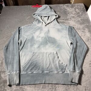 DANNIJO Hoodie Womens Small Green White Tie Dye Relaxed Pullover Cozy Distressed